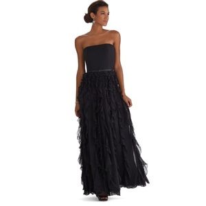NWT WHBM Waterfall Tiered Gown in Black